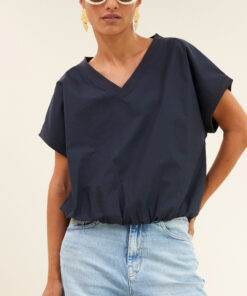 by-bar - tyler poplin top | midnight
