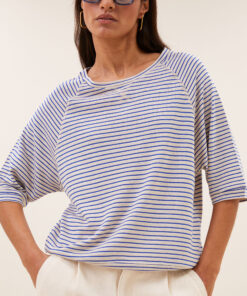 by-bar - neva small stripe top | kingsblue small stripe