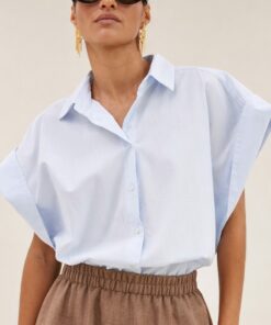 by-bar - pixie chambray blouse | light blue