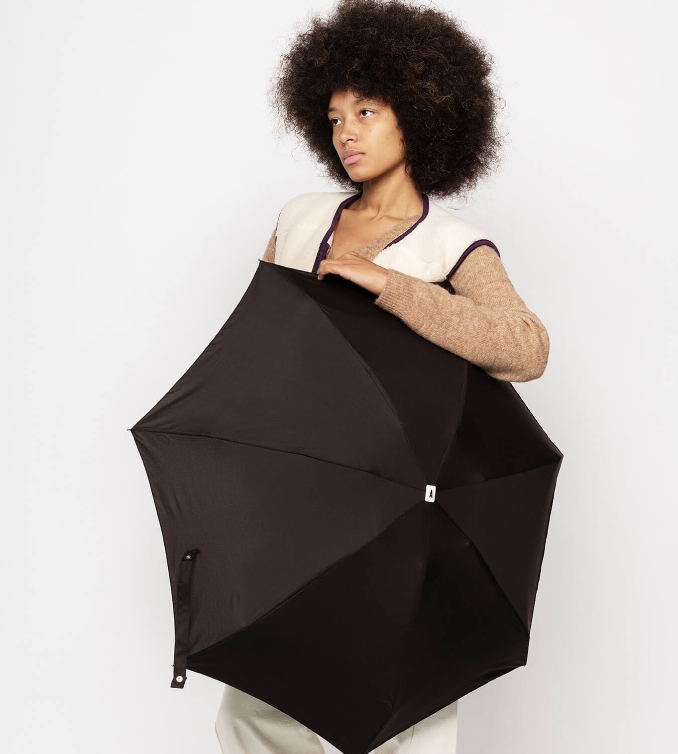 Anatole – Dark Chocolate folding compact umbrella – EDWIGE